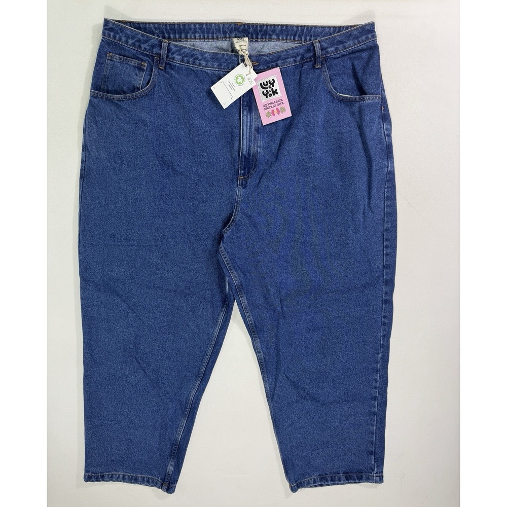 Lucy Yak Drew Jeans Womens 44x26 Medium Wash Blue Organic Cotton NWT High Rise